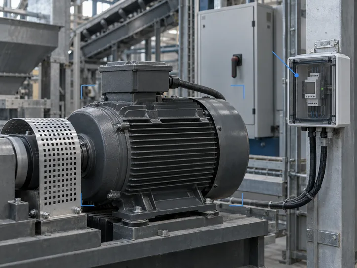 Illustration: an electric motor with a monitoring instrument connected