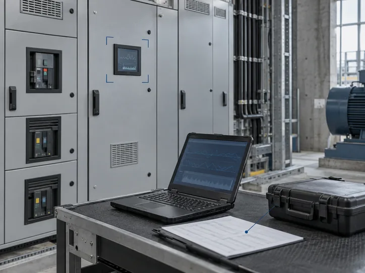 Illustration: measurements at the switchboard during equipment start-up